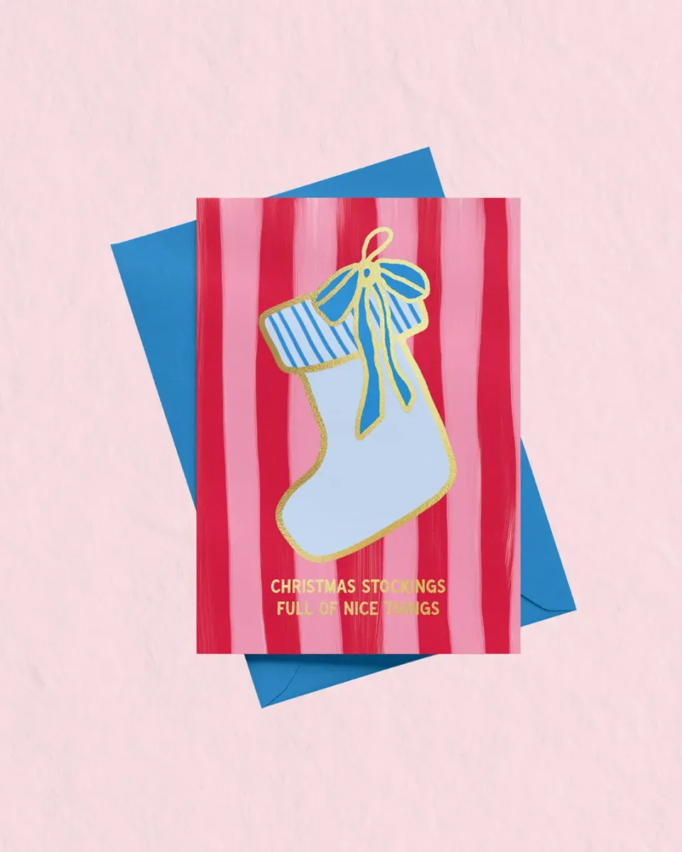 Maddison Ball Christmas Stockings carte Noël A6 doré