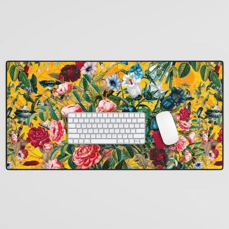 Society6 Summer Is Coming tapis de bureau floral jaune