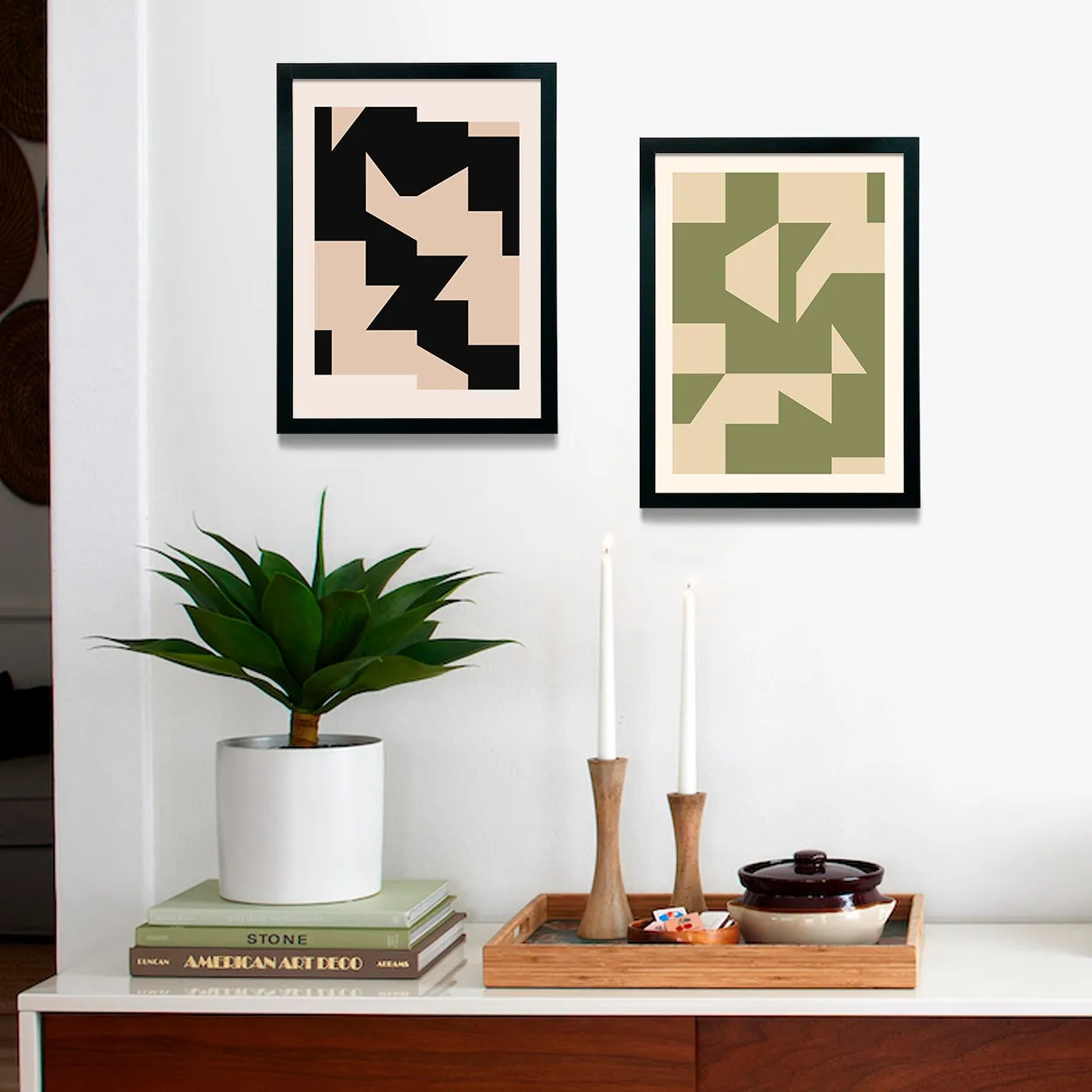 Society6 Abstract Shapes Set affiche encadrée géométrique