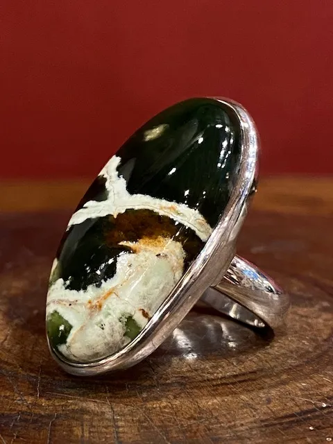 Galerie Kara bague argent calcédoine chromifère verte