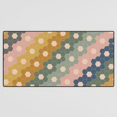 Society6 Hexagon Flowers tapis de bureau fleurs géométriques