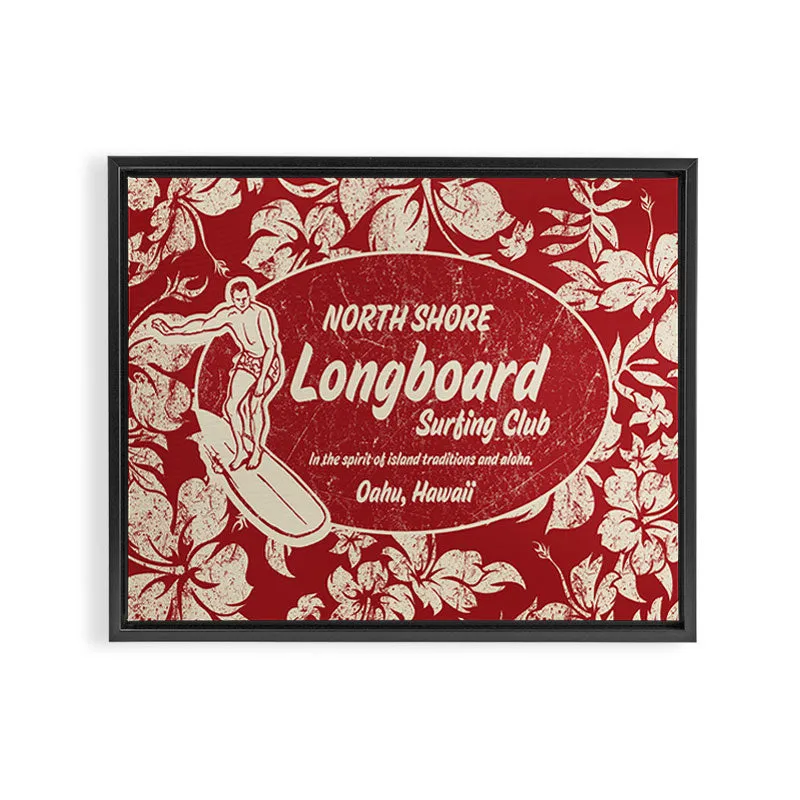 Society6 Club Surfing toile encadrée hibiscus surf