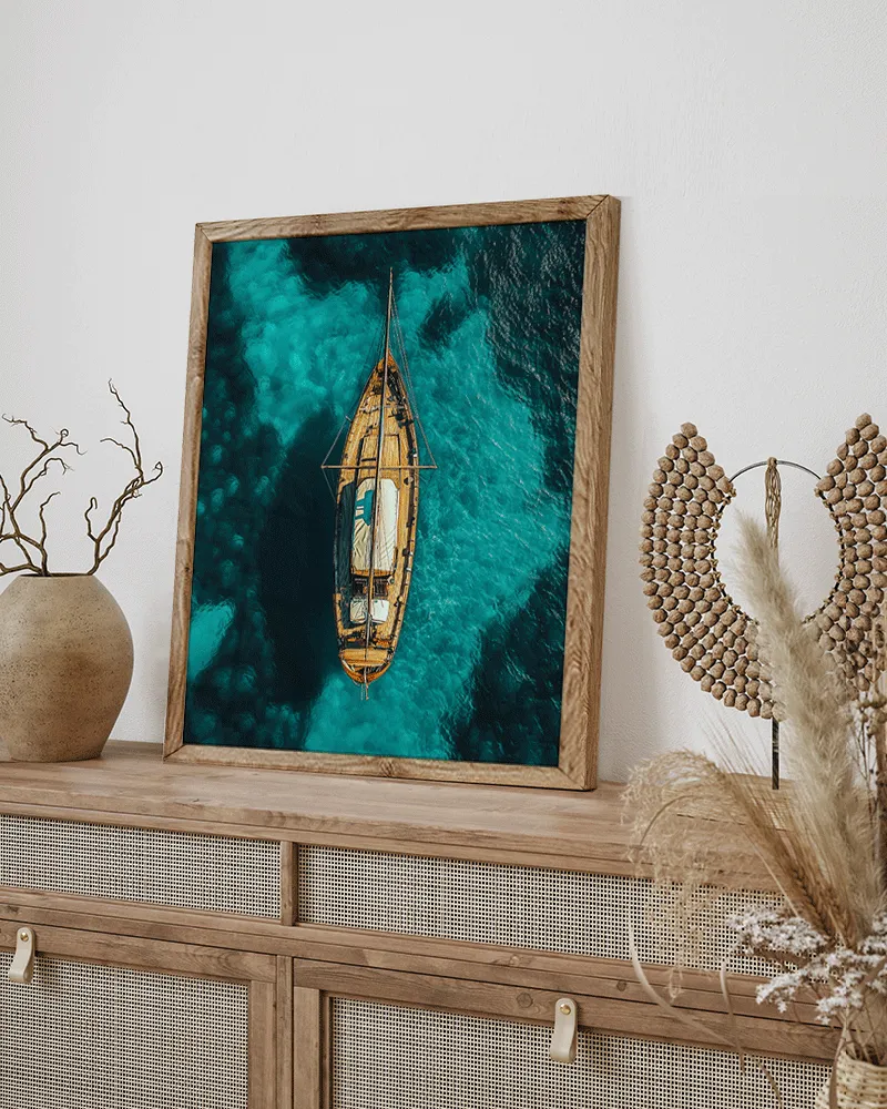 Any Image Wooden Sailing photo encadrée 50x60 marron voilier
