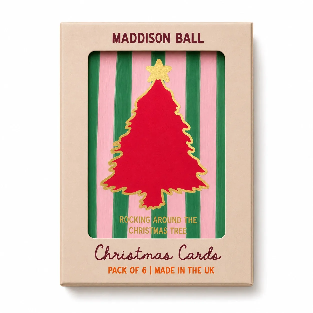 Maddison Ball cartes de Noël dorées lot de 6 avec enveloppes