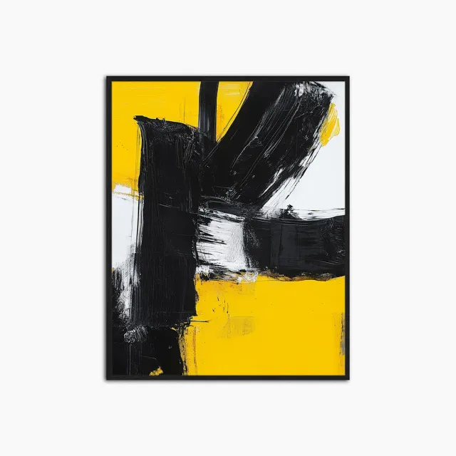 Any Image Jacob Baden Abstract Art in Black & Yellow tableau encadré