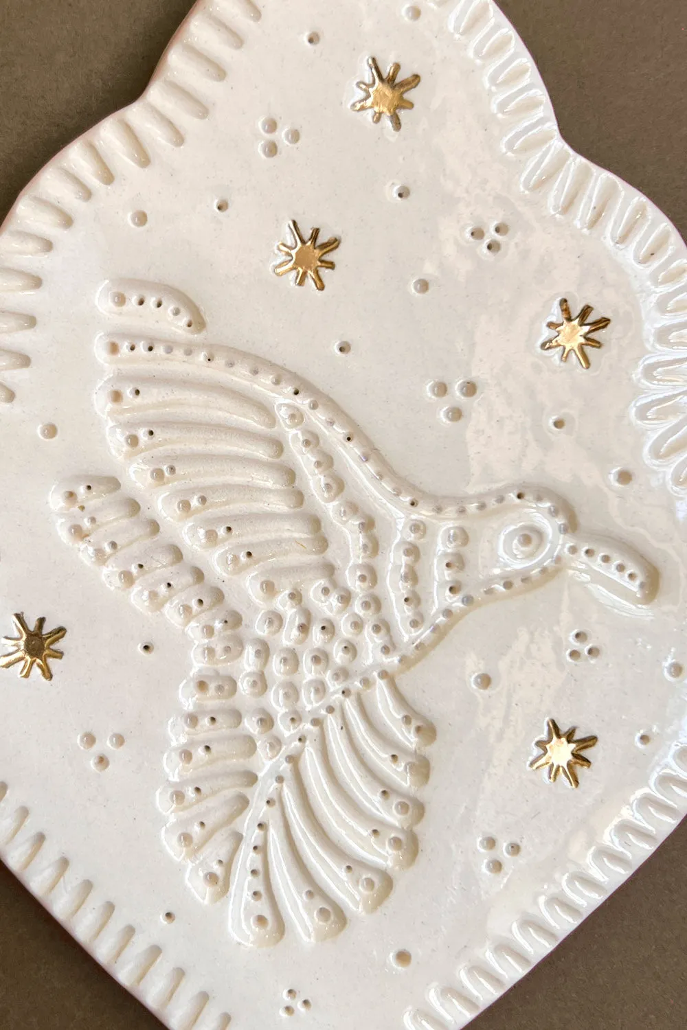 Biankaléone Talisman colibri aux étoiles d'or 10 x 14 cm