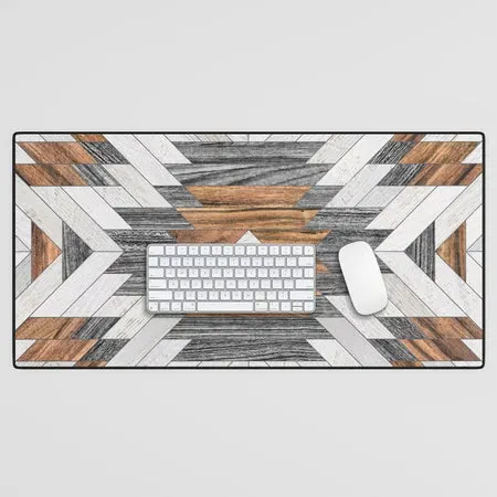 Society6 Urban Tribal No.8 Aztec Wood tapis de bureau blanc