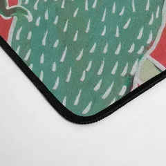 Society6 Floral Jungle on Red tapis de bureau rouge proteas