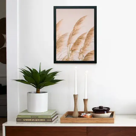 Society6 Pampas Grass 3 affiche encadrée herbes beige 12x16