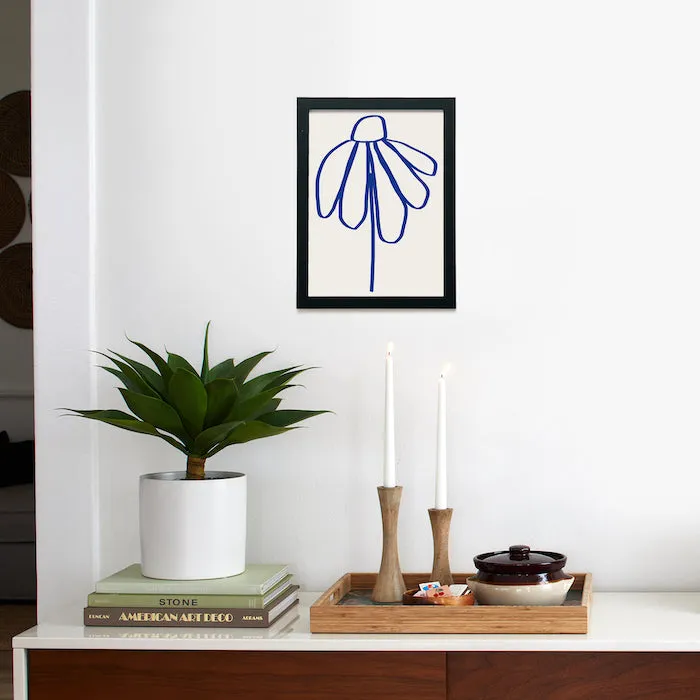 Society6 Minimal Flora 1 affiche encadrée 9x12 bleue