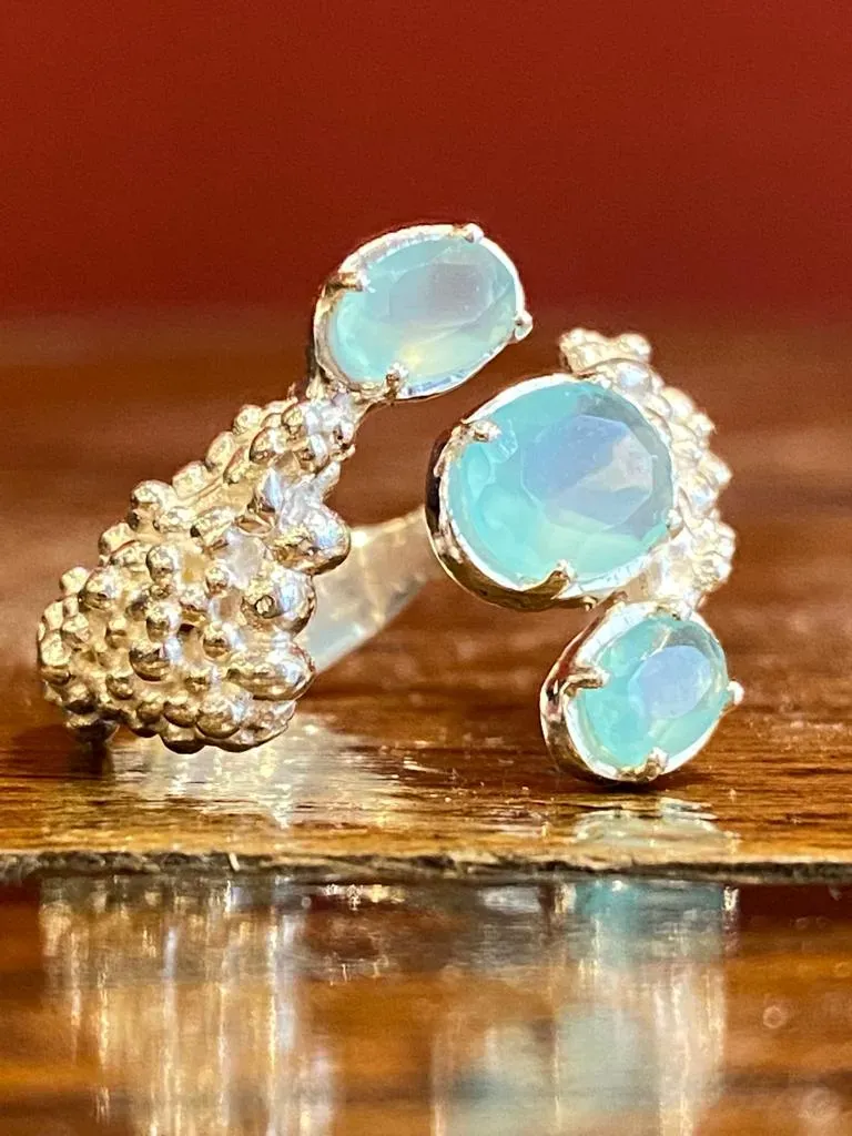 Galerie Kara bague argent calcédoine pierre douce