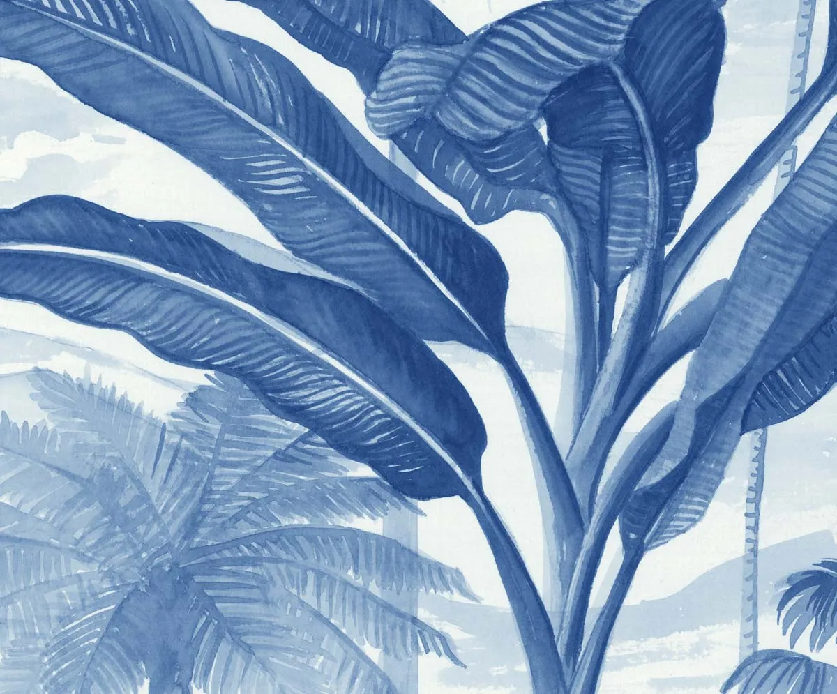 Mademoiselle Tiss Jardin Tropical Bleu tête de lit imprimée