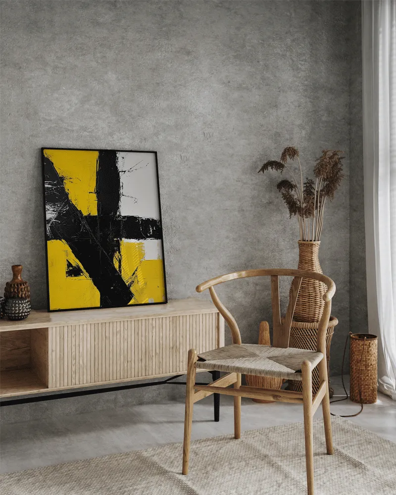 Jacob Baden Abstract Art Black White Yellow tableau abstrait