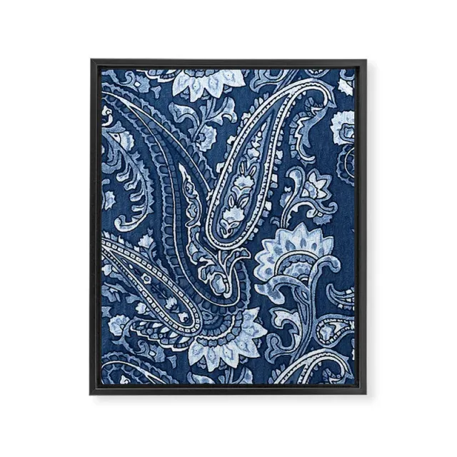 Society6 Blue Indigo Paisley toile encadrée