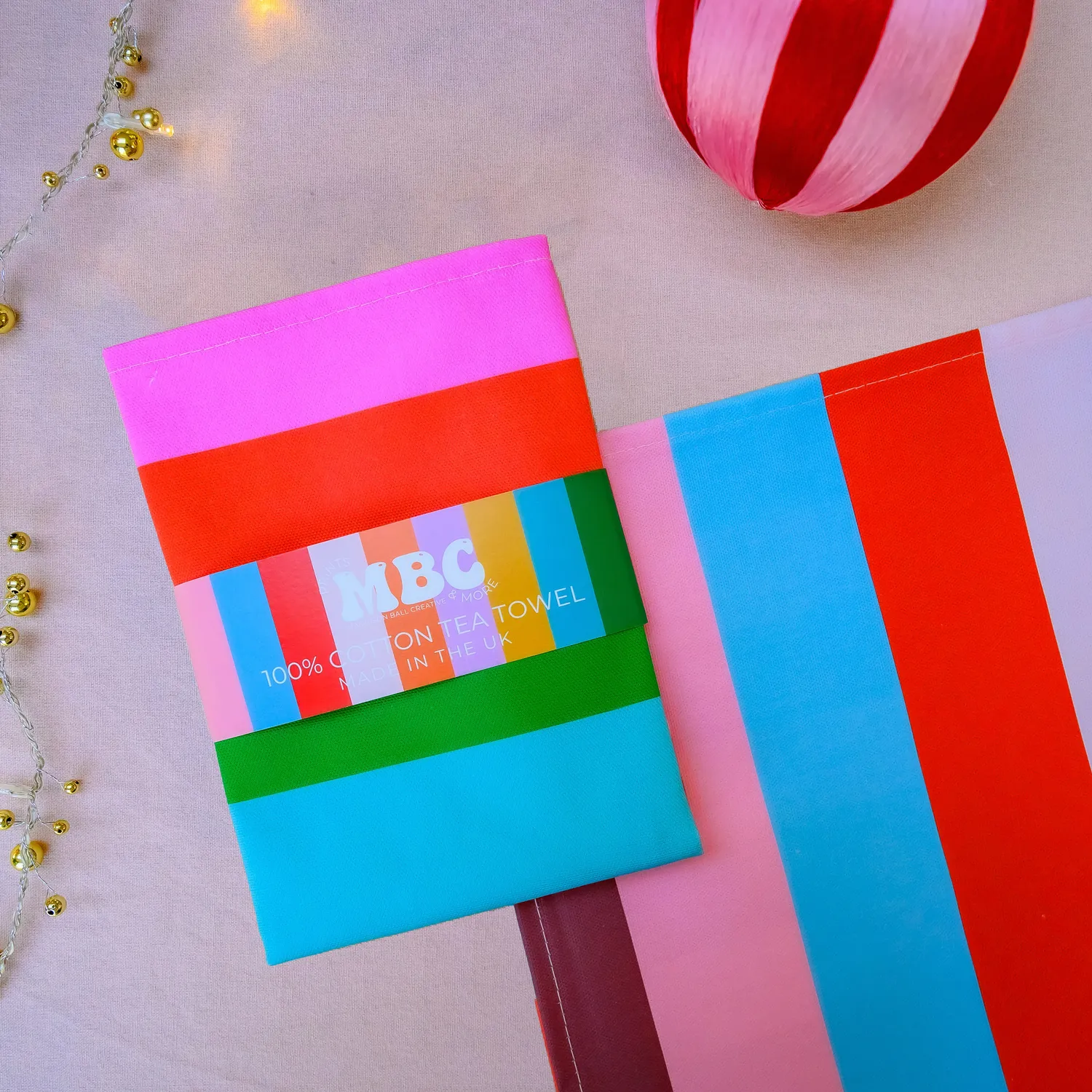 Maddison Ball Stripe torchon coton Noël 68x45 cm