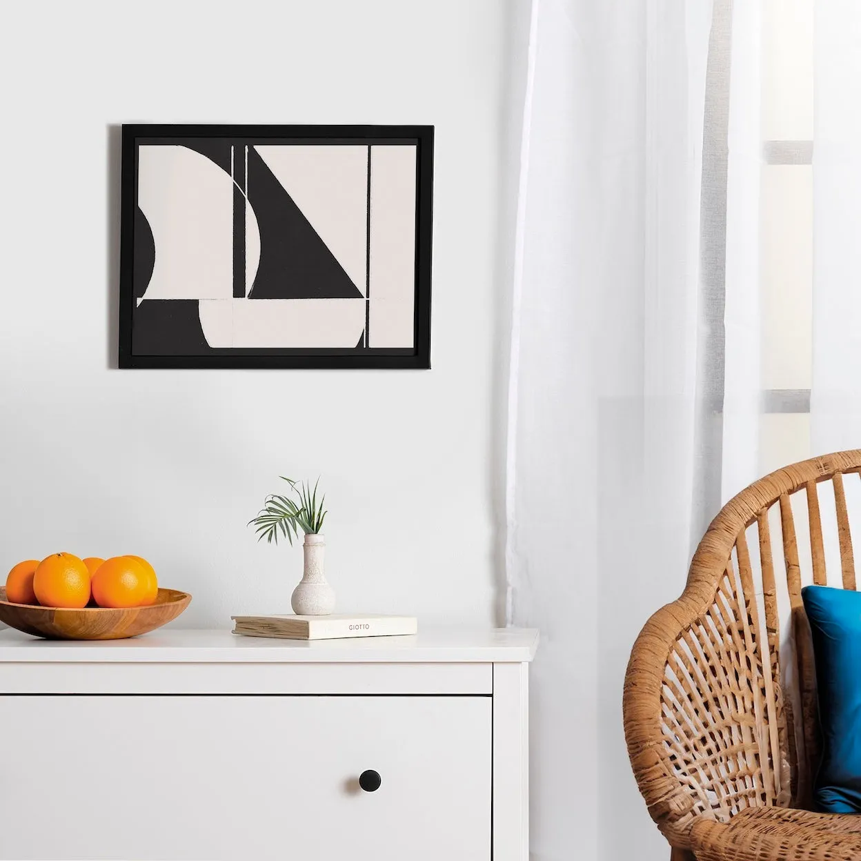Society6 Simplex Abstract affiche encadrée noir et crème