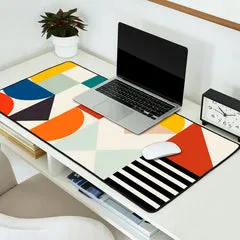 Society6 Retro Shapes Geometric tapis de bureau multicolore