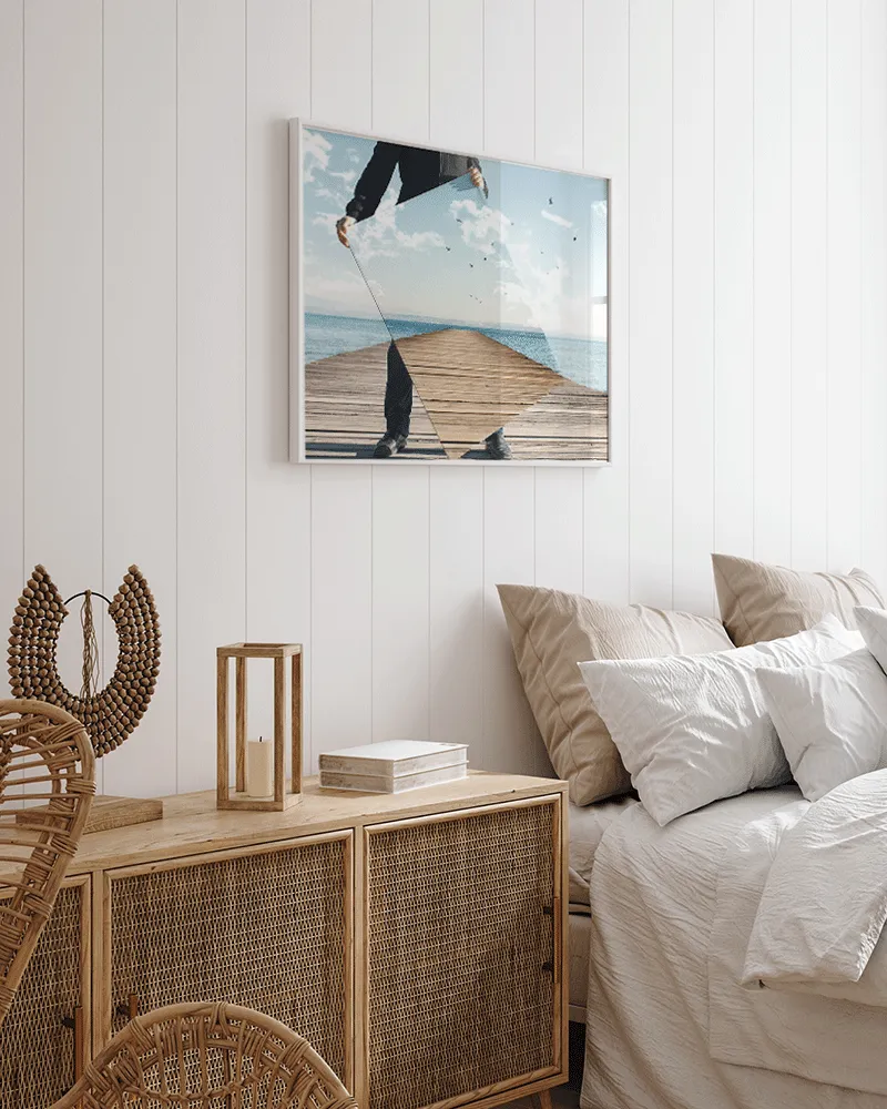 Liv Corday Surrealist Painting at the Beach tableau encadré