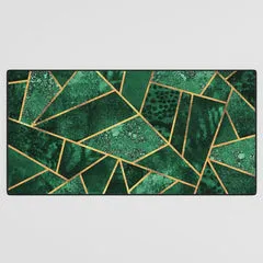 Society6 Deep Emerald tapis de bureau mosaïque dorée