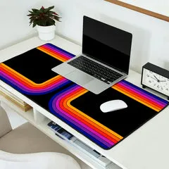 Society6 Black Rainbow Tunnel tapis de bureau grand rétro