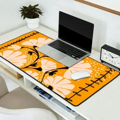 Society6 Ever Blooming Good Vibes Mustard Yellow tapis de bureau