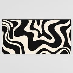 Society6 Retro Liquid Swirl Abstract Pattern 3 tapis de bureau noir
