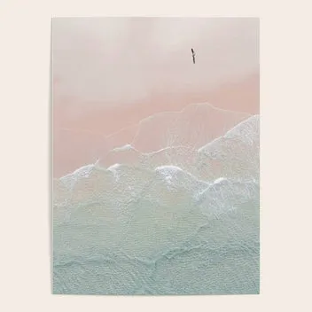 Society6 Ocean Walk 2 affiche encadrée vue aérienne
