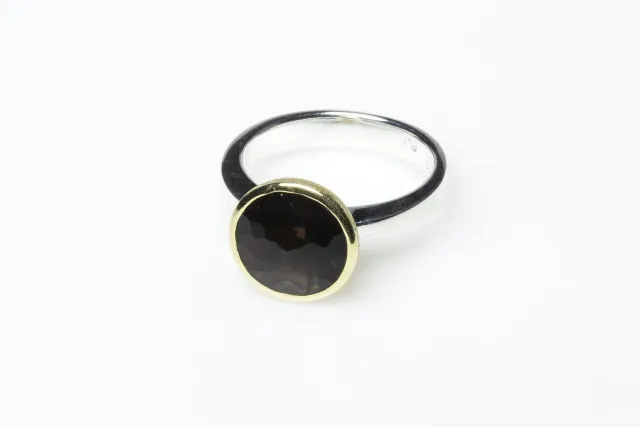 Galerie Kara Brune bague quartz fumé argent et vermeil