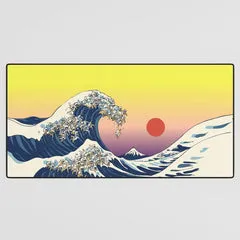 Society6 The Great Wave Of Cat tapis de bureau vague chat