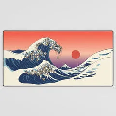 Society6 Great Wave of Pug tapis de bureau carlin vague