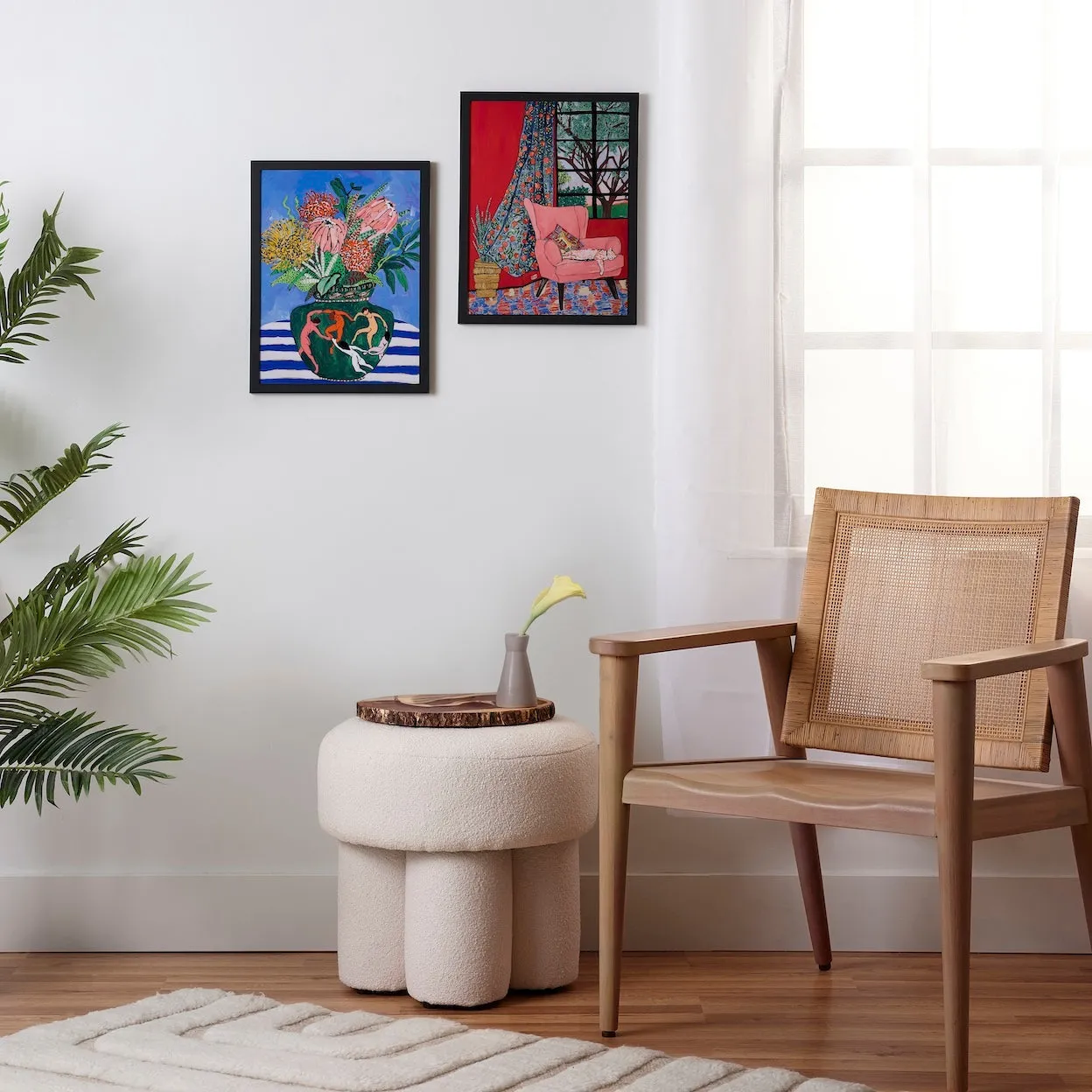 Society6 Maximalist Matisse Set affiche encadrée duo floral
