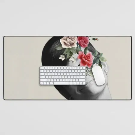 Society6 AUDREY HEPBURN 5 tapis de bureau portrait fleurs