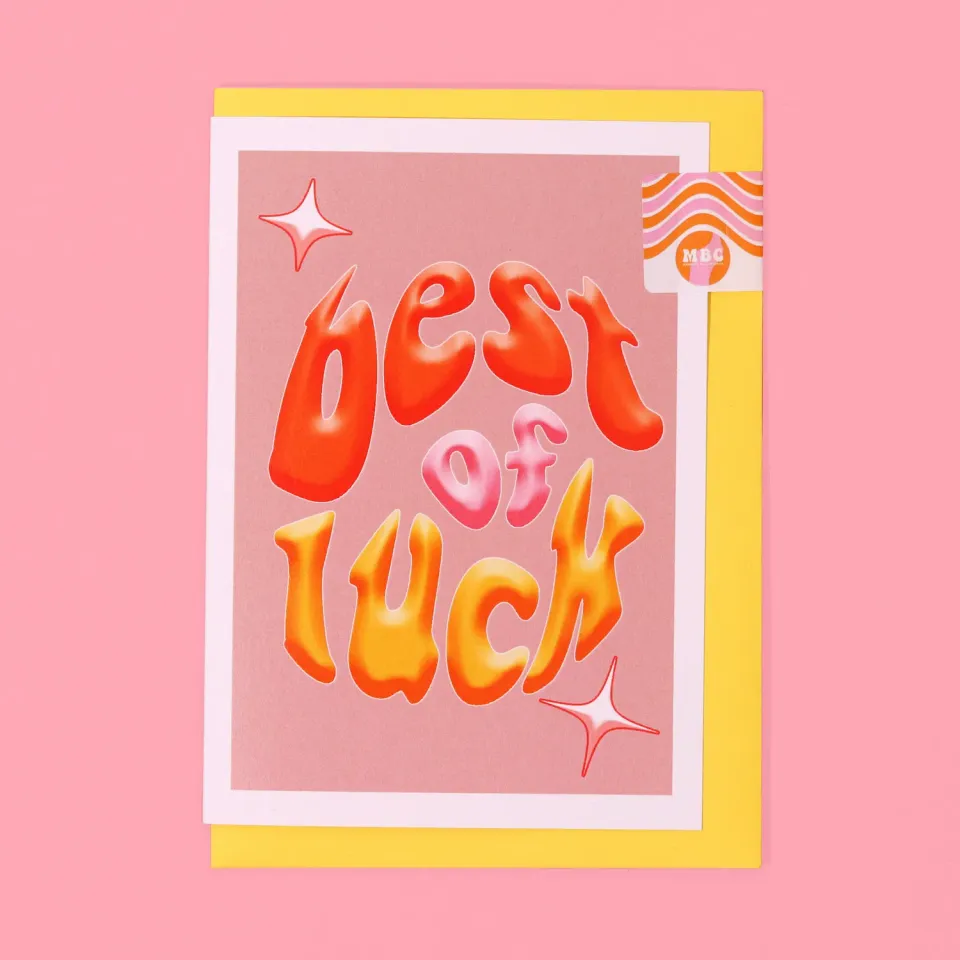 Maddison Ball A6 Best of Luck carte rose et orange