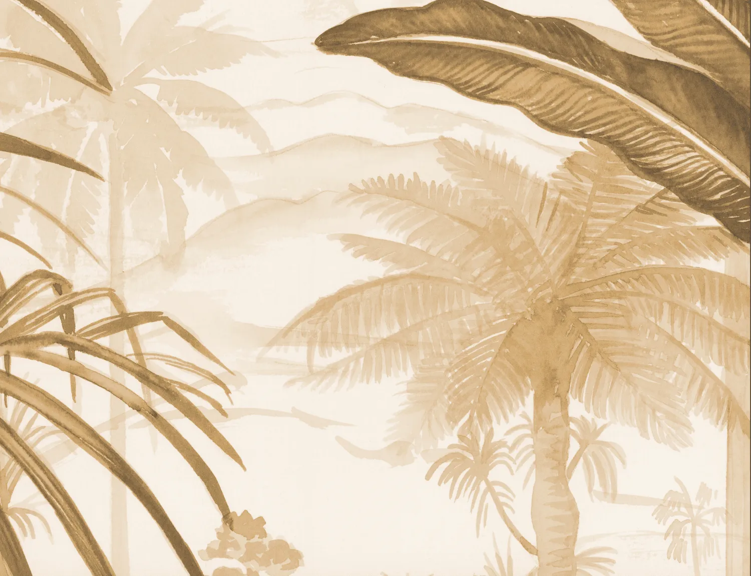 Mademoiselle Tiss Jardin Tropical tête de lit tissu chêne doré