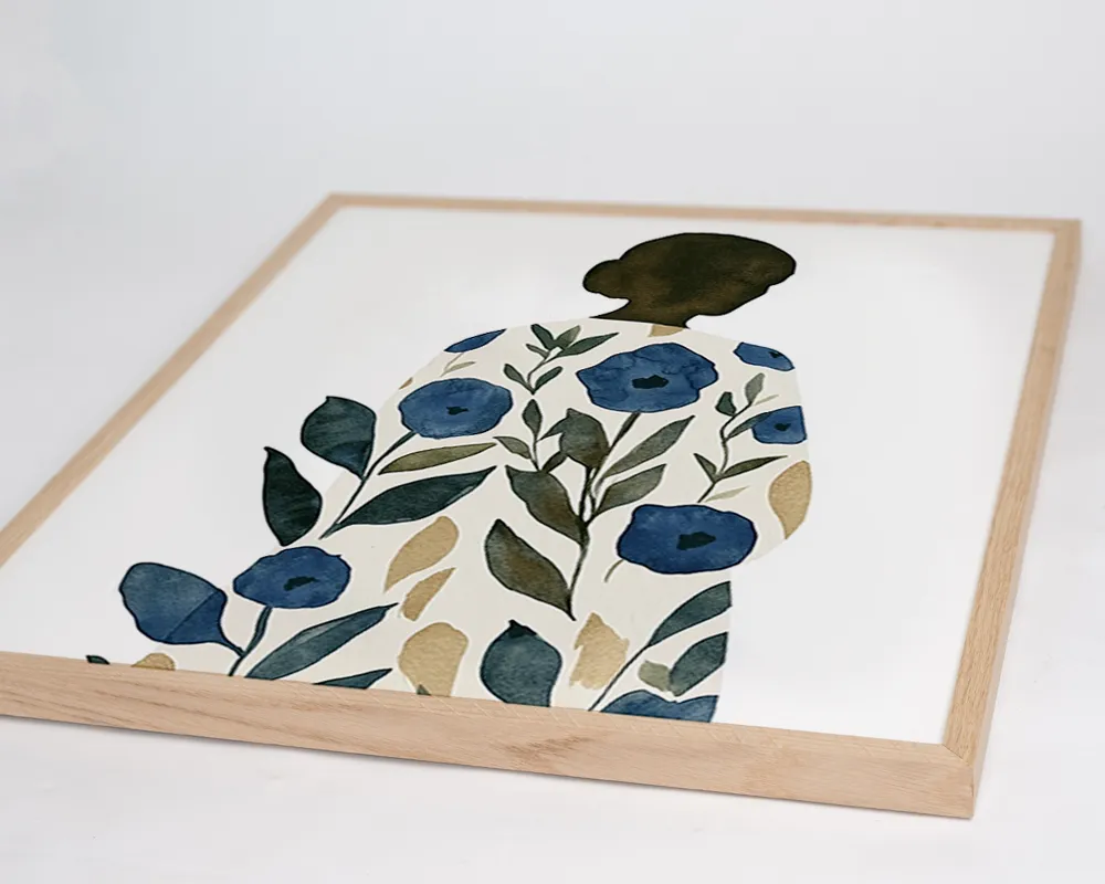 Any Image Minimalist Blue Flowers toile encadrée fleurs bleues
