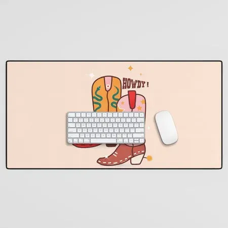 Society6 Howdy Cowboy Boots tapis de bureau western