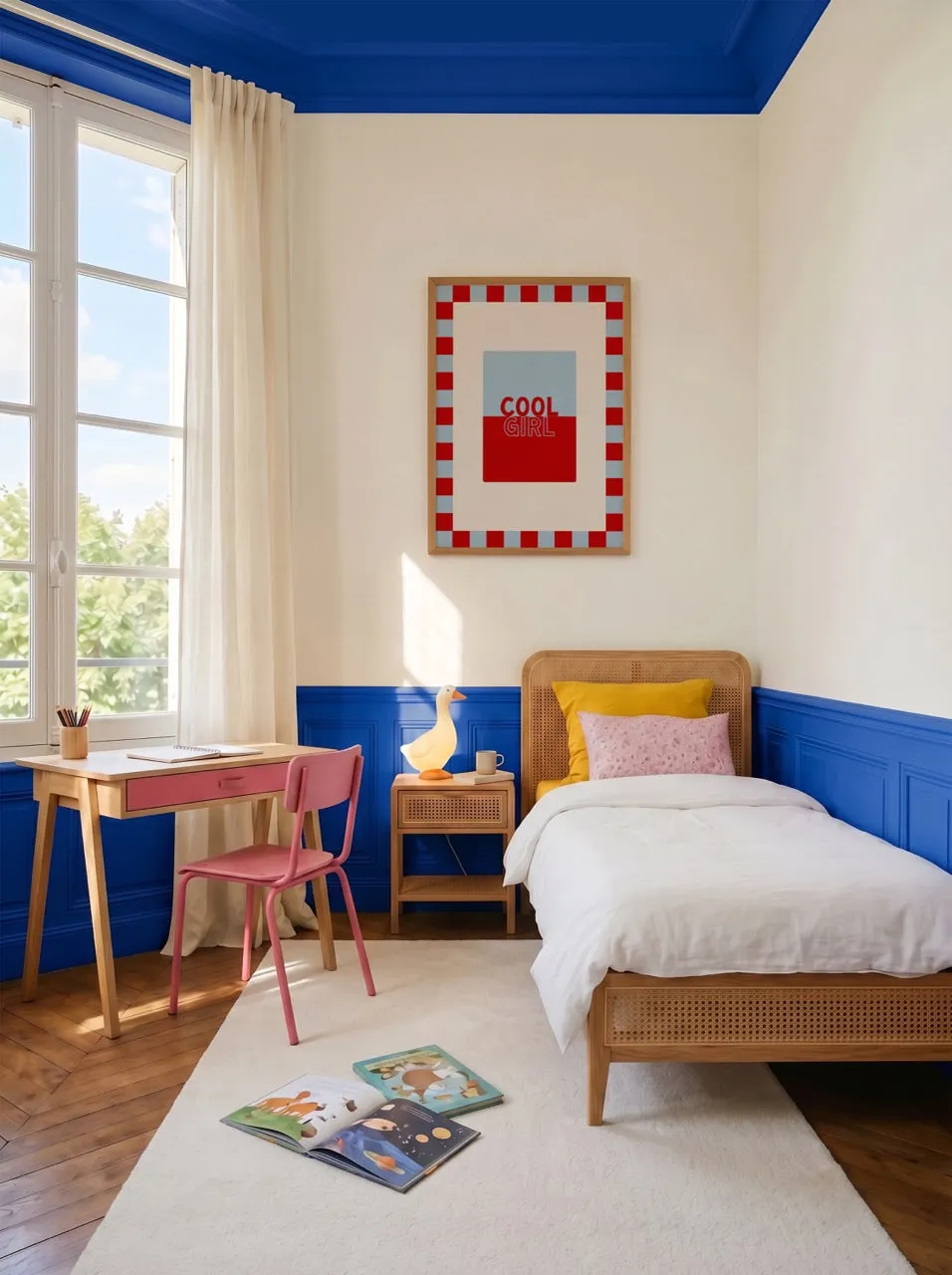 Maddison Ball Cool Girl in Baby Blue & Crimson affiche tirage mat
