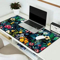 Society6 Exotic Garden tapis de bureau fleurs navy