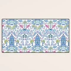 Society6 Colorful Coastal Chinoiserie tapis bureau pagode