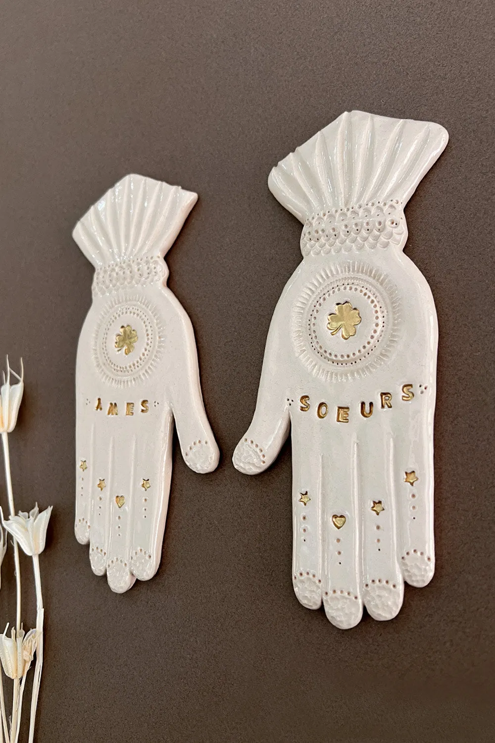 Biankaléone Mains Reliées Âmes Soeurs bijou de mur à partager