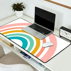 Society6 Simple Happy Rainbow Art tapis de bureau arc-en-ciel