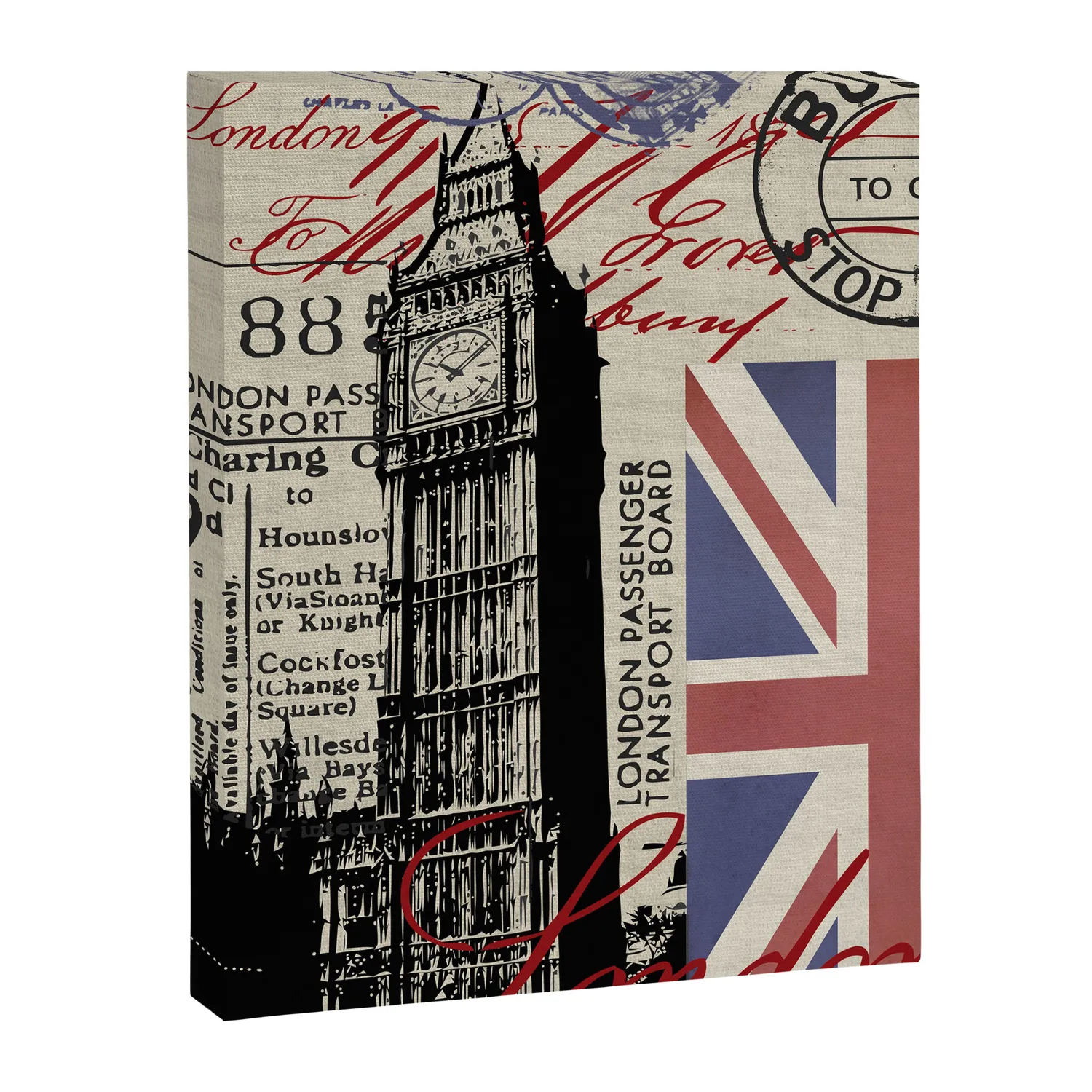 Society6 London Great Britain Big Ben Flag Collage toile grunge