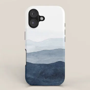 Society6 Indigo Watercolor Mountains tapis de bureau bleu