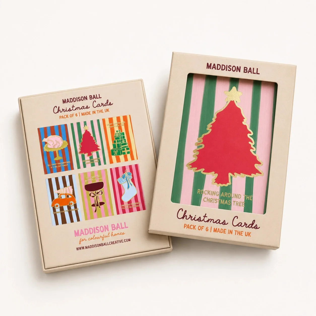 Maddison Ball cartes de Noël dorées lot de 6 avec enveloppes