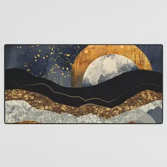 Society6 Metallic Mountains tapis de bureau bleu nuit doré