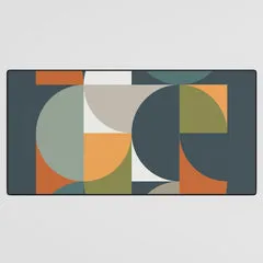 Society6 Mid Century Geometric 12/2 tapis de bureau orange