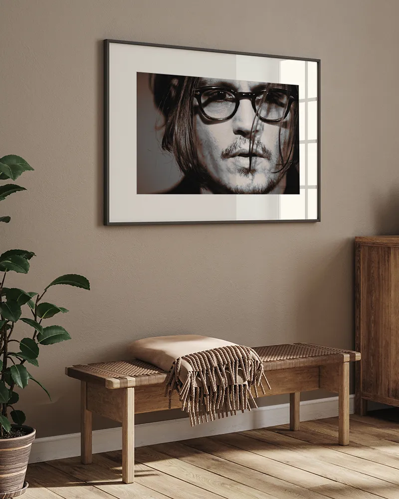 Jacob Baden Johnny Depp photo encadrée noir et blanc 60x80