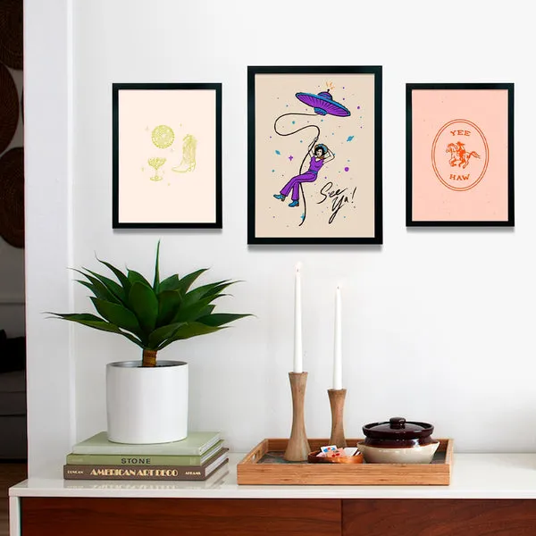 Society6 Western Set affiche encadrée lot 3 western