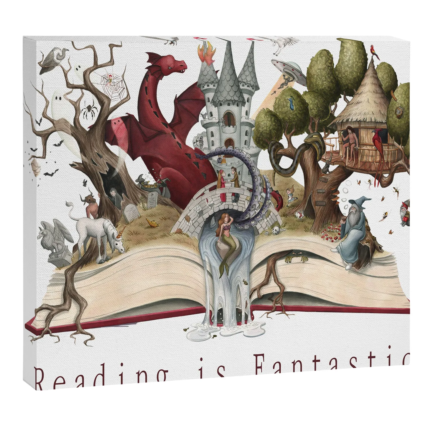 Society6 Reading is Fantastic toile dragon lecture