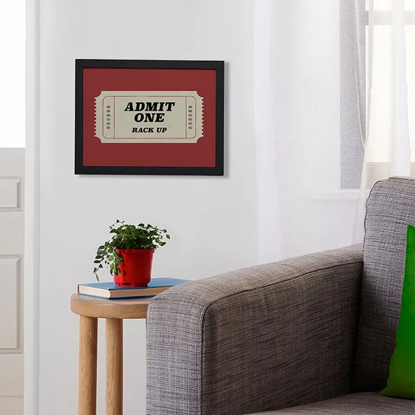 Society6 Admit One affiche encadrée ticket vintage